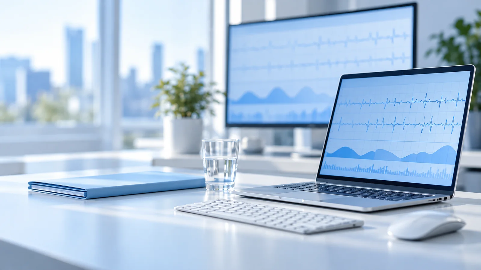 Illustrative digital workspace; screens do not depict the actual software interface.